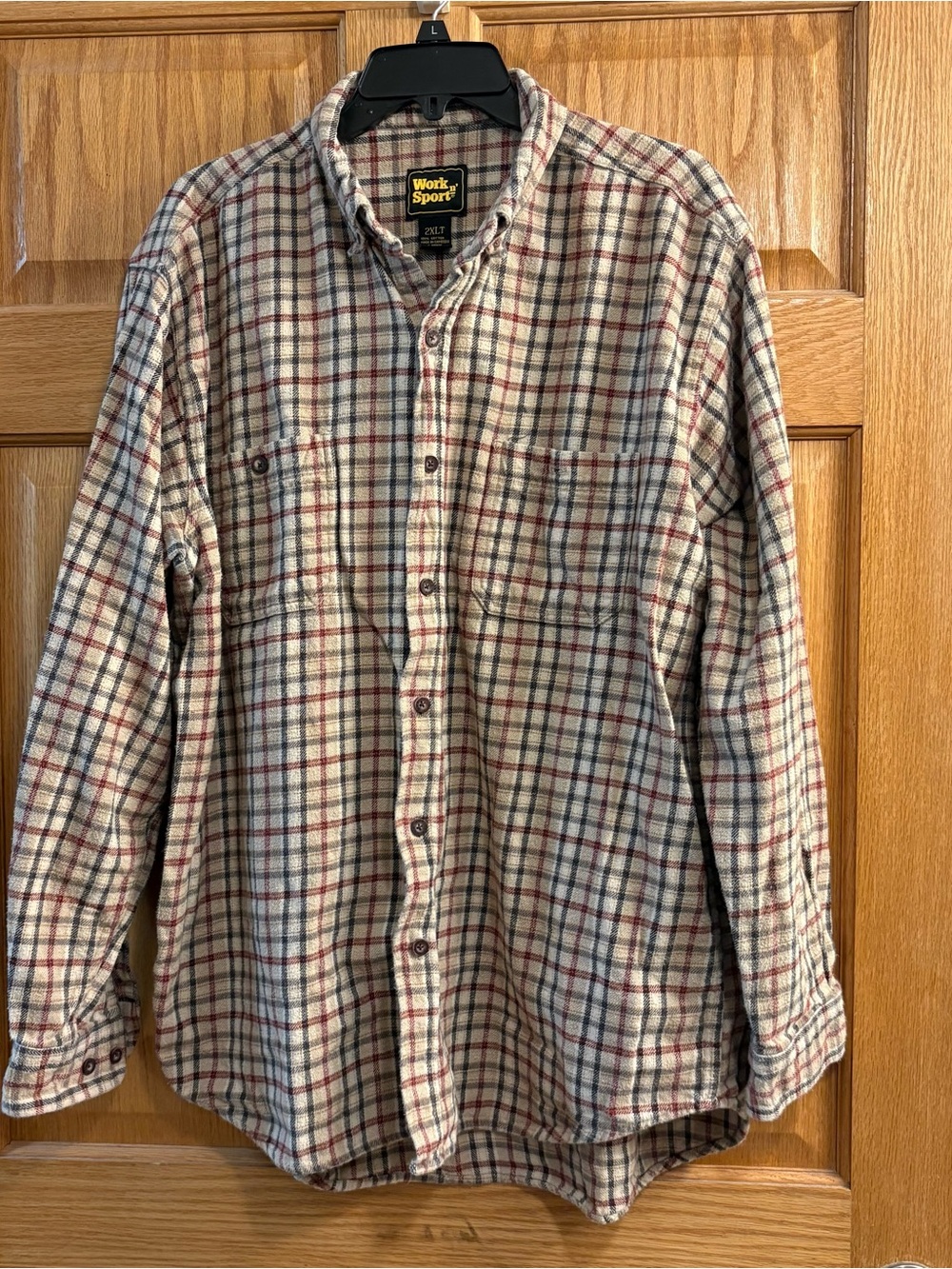 Vtg Work n Sport Earth Tone Plaid Flannel LS Shirt Men’s 2XLT 2XL Tall - Rugged